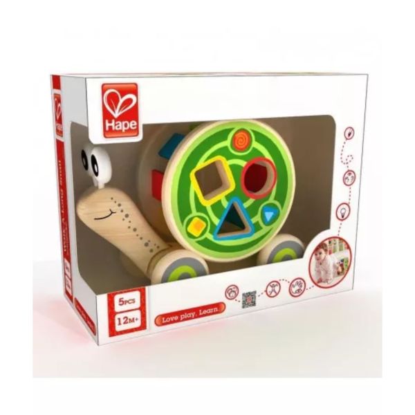 Escargot à tirer avec formes en bois 2-en-1