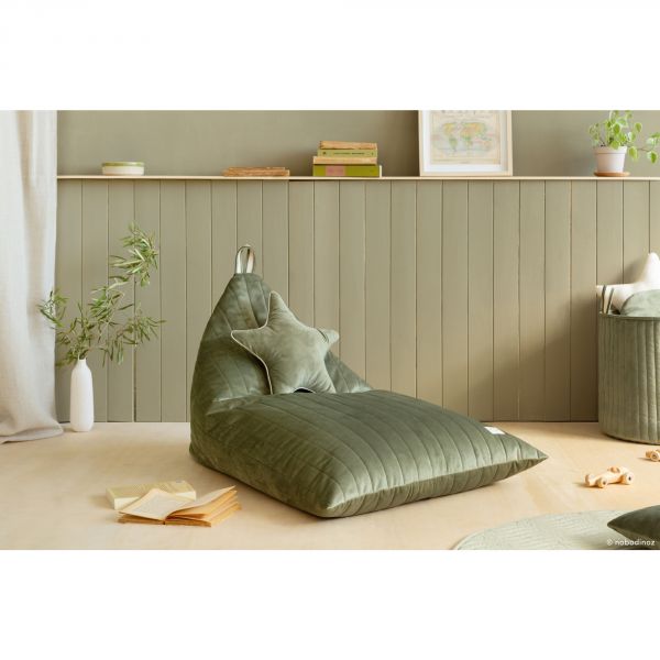 Pouf enfant Essaouira Velvet Olive Green