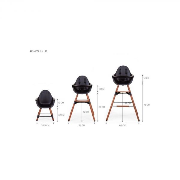 Chaise haute évolutive Evolu 2 réglable en hauteur Noye/Noir