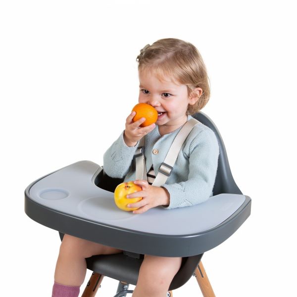 Tablette chaise Evolu 2 grise et set en silicone