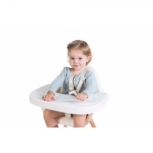 Tablette chaise Evolu 2 blanche et set en silicone