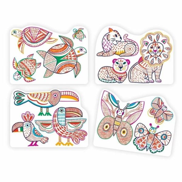 Coloriage pour enfant Dessins à révéler Familles sauvages
