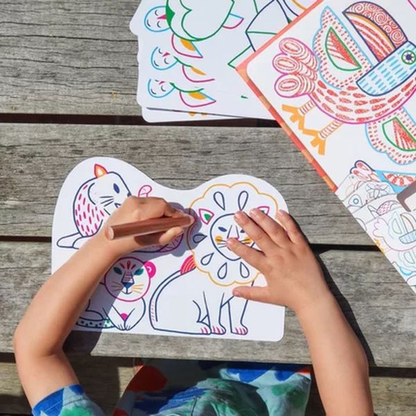 Coloriage pour enfant Dessins à révéler Familles sauvages