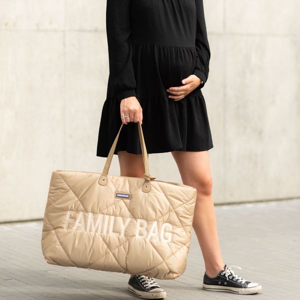 Sac à langer Family bag matelassé beige