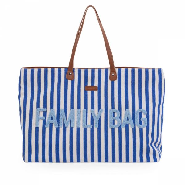 Sac à langer Family Bag à rayures bleu éléctrique et bleu clair