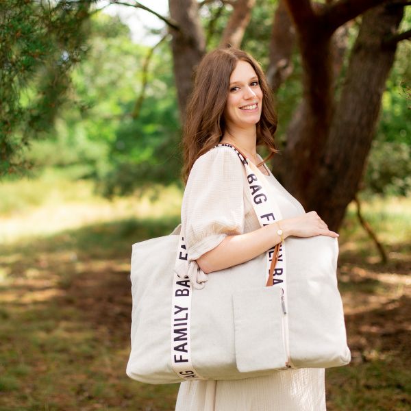 Sac à langer family bag signature canvas gris