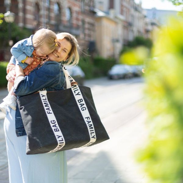 Sac à langer family bag signature canvas Noir