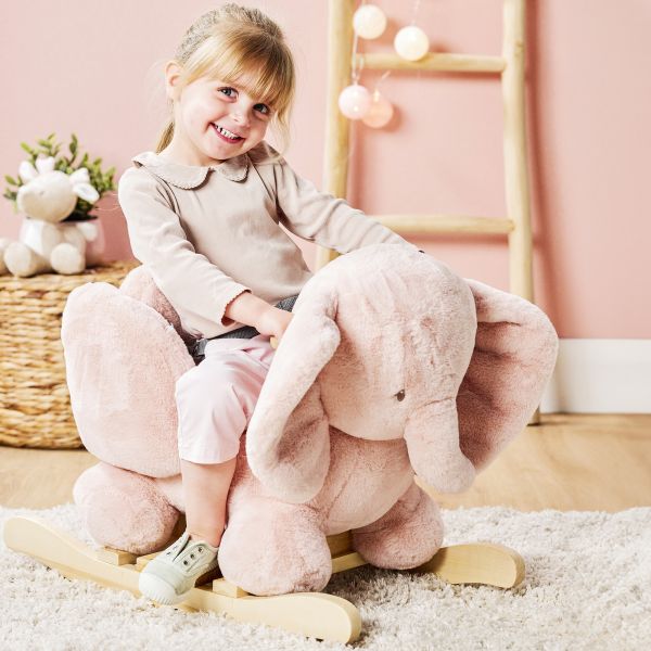 Bascule éléphant vieux rose