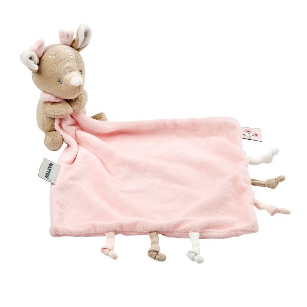 Doudou câlin Fanfan biche 27*27cm rose Fanfan