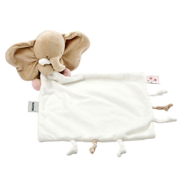 Doudou câlin Fanfan éléphant  27*27cm blanc crème Fanfan