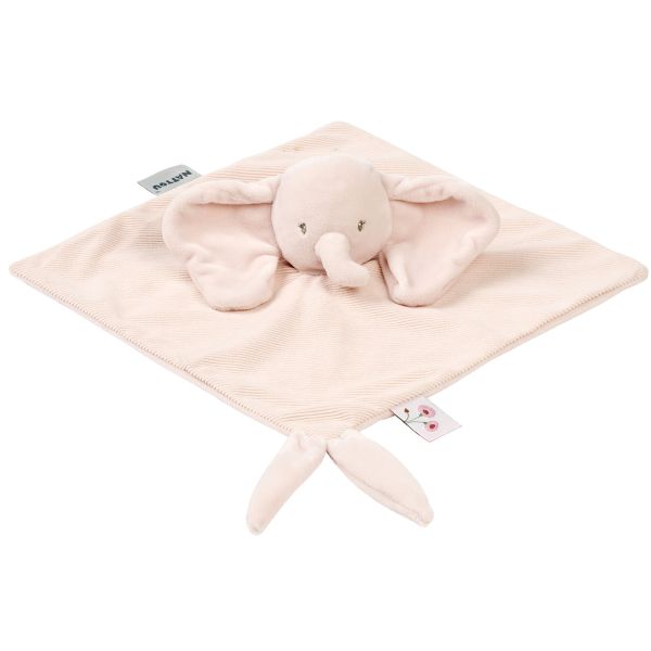 Doudou Fanfan éléphant velours côtelé rose