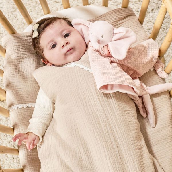 Maxi doudou Fanfan éléphant velours côtelé rose Fanfan