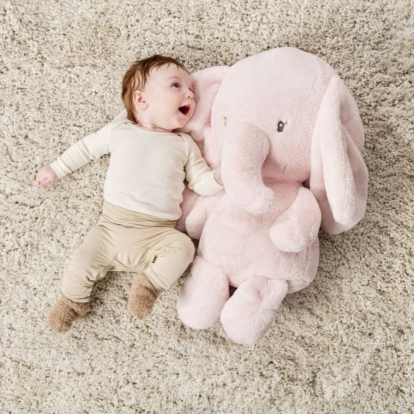 Maxi peluche éléphant rose longs poils Fanfan 60 cm