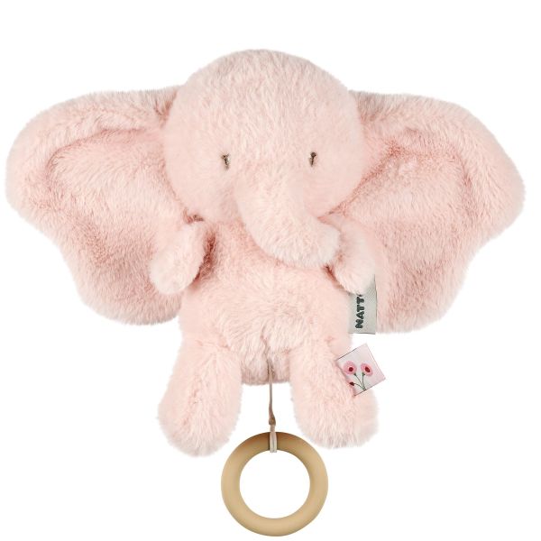 Peluche musical Fanfan éléphant velours rose