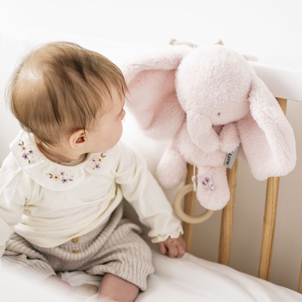 Peluche musical Fanfan éléphant velours rose