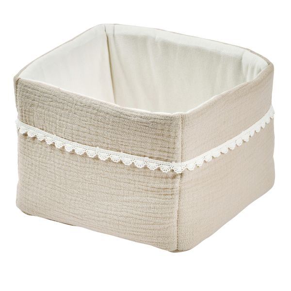 Panier nursery gaze de coton sable 20*20 cm