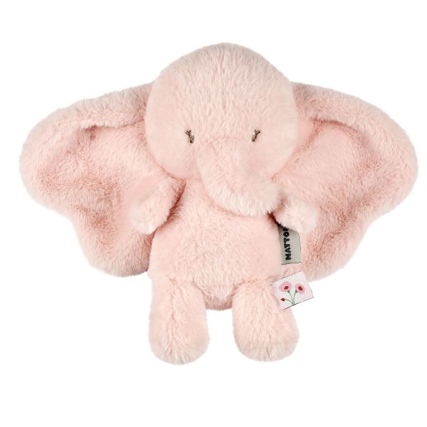 Peluche éléphant longs poils rose Fanfan