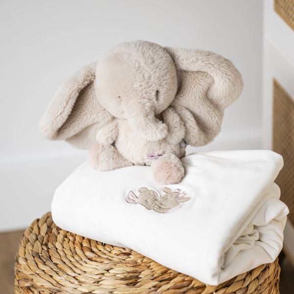 Peluche éléphant longs poils sable Fanfan