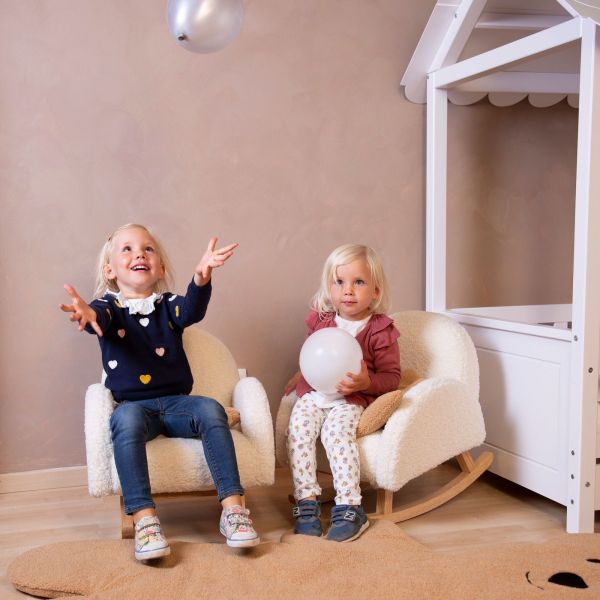 Fauteuil à bascule enfant bouclette Teddy blanc