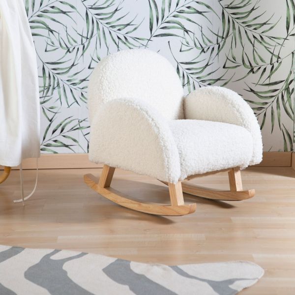 Fauteuil à bascule enfant bouclette Teddy blanc