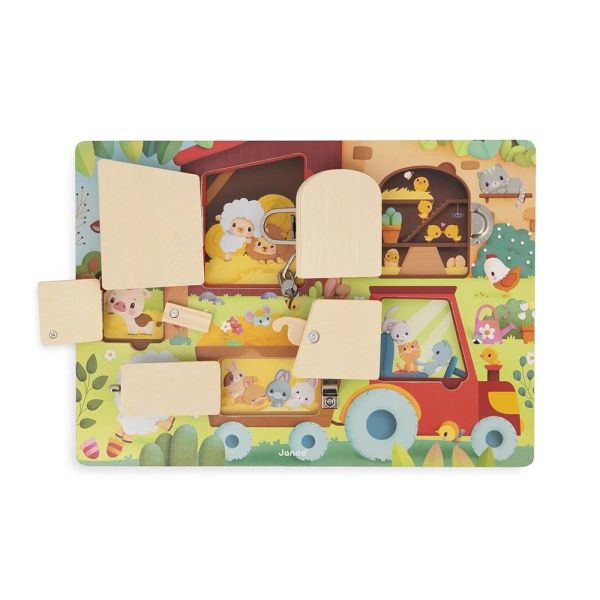 Planche à cadenas pour enfant La ferme vert