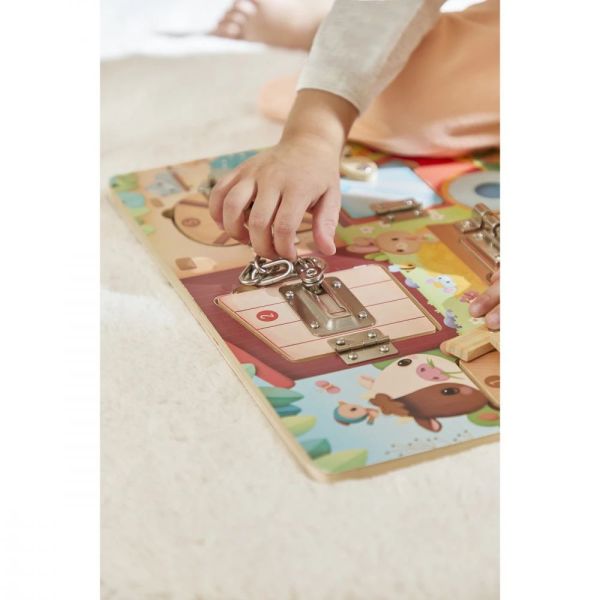Planche à cadenas pour enfant La ferme vert