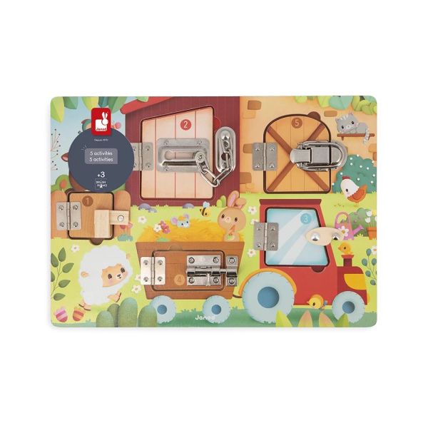 Planche à cadenas pour enfant La ferme vert