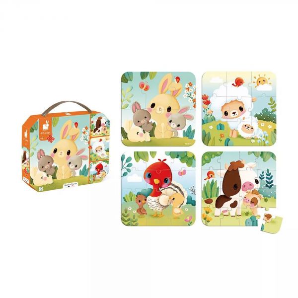 Lot de 4 puzzles évolutifs Animaux de la ferme