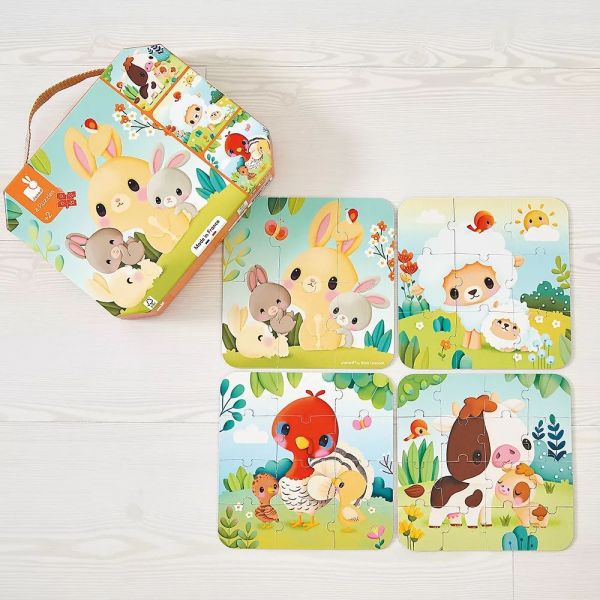 Lot de 4 puzzles évolutifs Animaux de la ferme