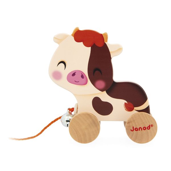 Jouet à tirer en bois Vache