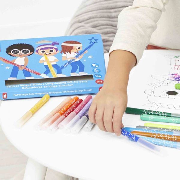 Set de 18 feutres longue durée