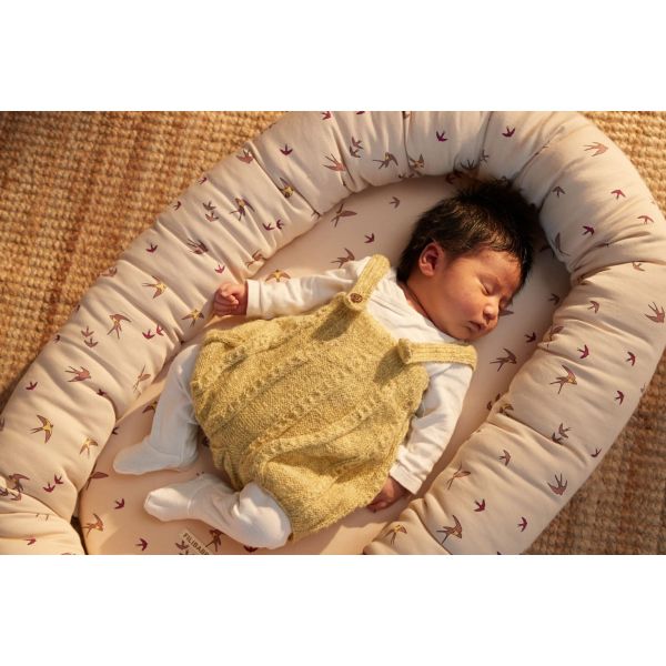 Réducteur de lit Babynest coton biologique Dancing Swallow Rose