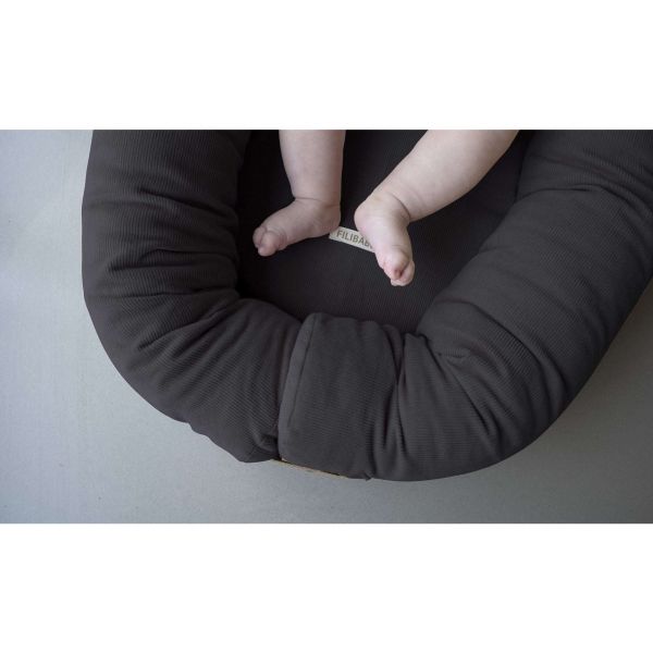 Réducteur de lit Babynest coton biologique velours côtelé Stone gris