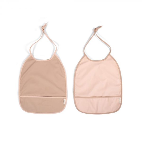 Lot de 2 bavoirs à nouer Peach/Blush