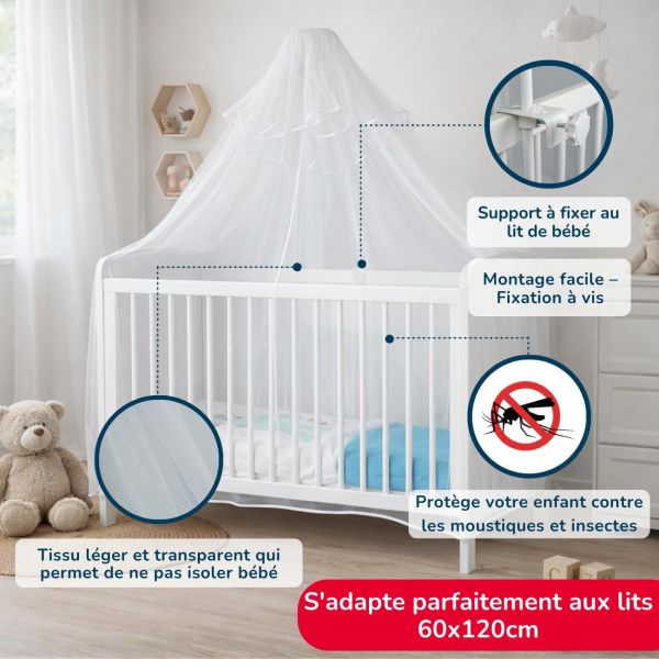 Moustiquaire avec support Fixi Moustik pour lit bébé
