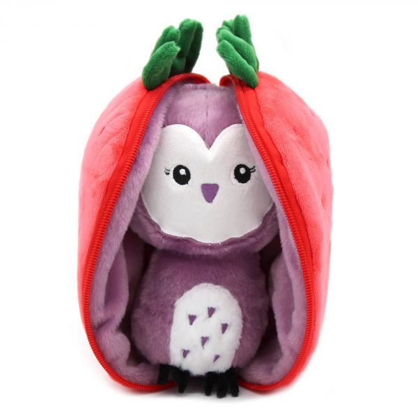 Peluche réversible Flipetz Chouette et Fraise