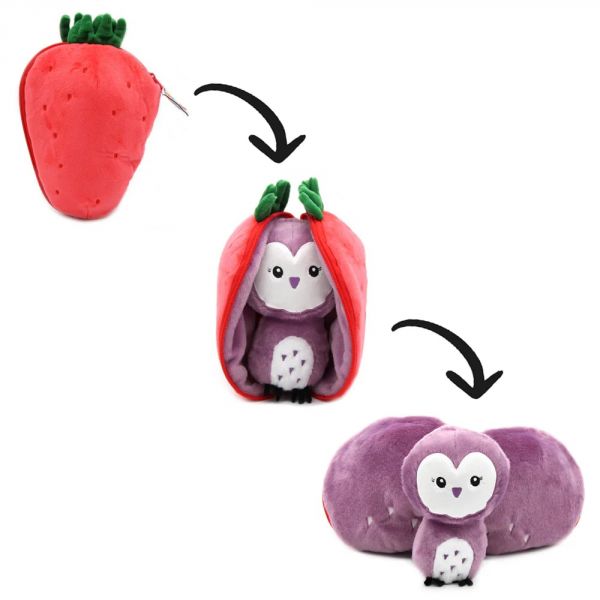 Peluche réversible Flipetz Chouette et Fraise