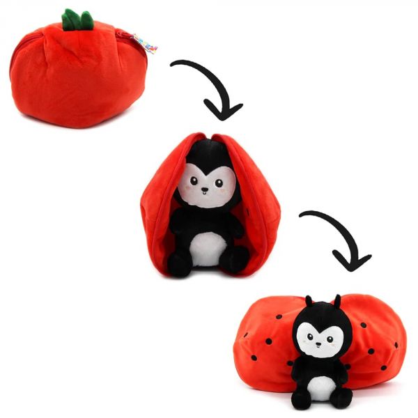 Peluche réversible Flipetz Coccinelle et Tomate