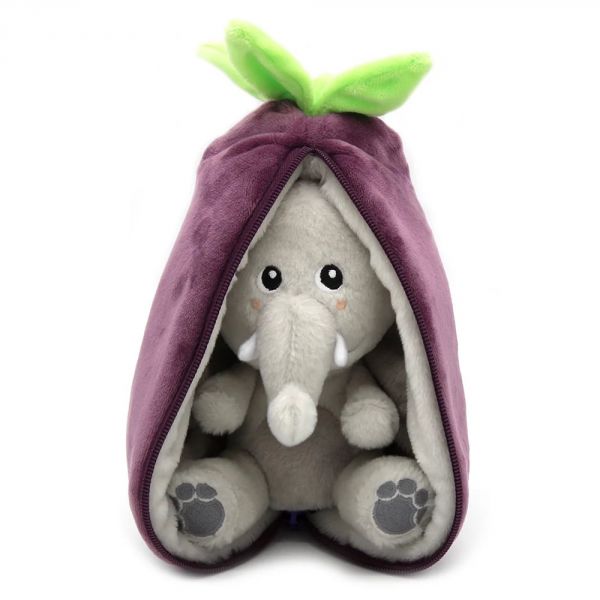 Peluche réversible Flipetz Éléphant et Aubergine