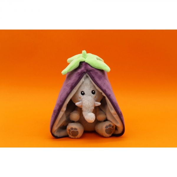 Peluche réversible Flipetz Éléphant et Aubergine
