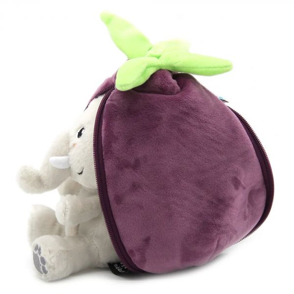 Peluche réversible Flipetz Éléphant et Aubergine
