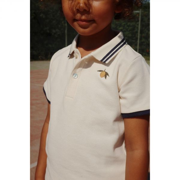 Polo enfant Florian GOTS - Antique White 18 mois