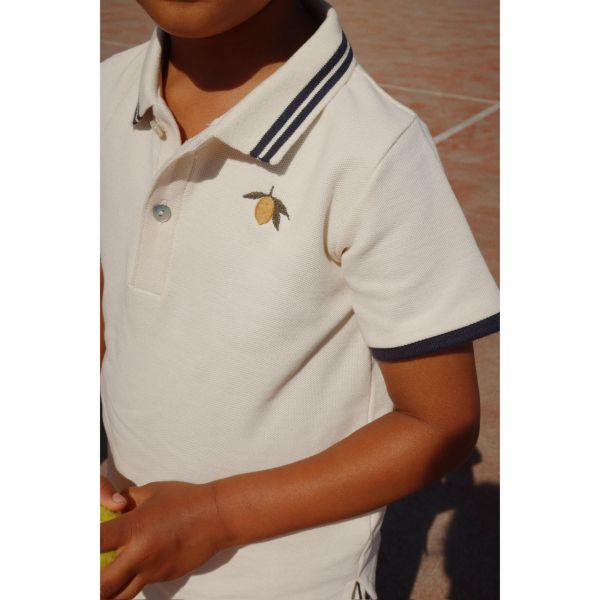 Polo enfant Florian GOTS - Antique White 9 mois
