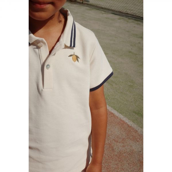 Polo enfant Florian GOTS - Antique White 9 mois