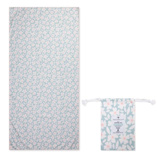 Serviette microfibre 180x90 cm - Fleurs vertes