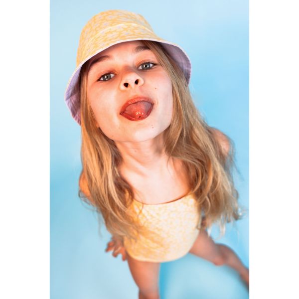 Chapeau anti UV réversible fleurs jaunes - 0-1 an