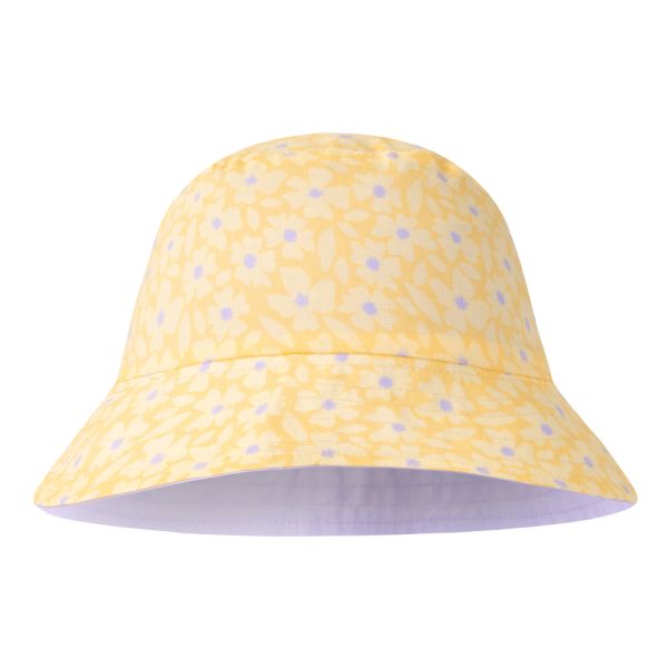 Chapeau anti UV réversible fleurs jaunes - 1-2 ans