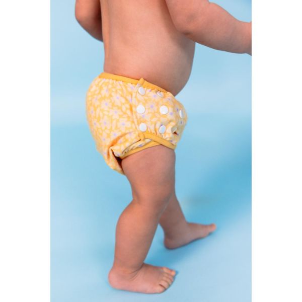 Couche de bain lavable fleurs jaunes 0-3 ans