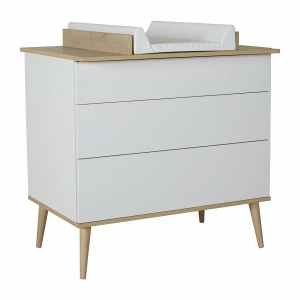 Commode 3 tiroirs Flow White et Oak