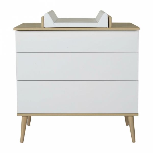 Commode 3 tiroirs Flow White et Oak